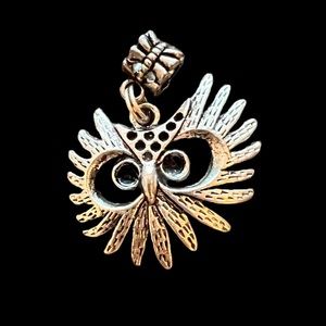 Owl pendant charm for a necklace chain silver color